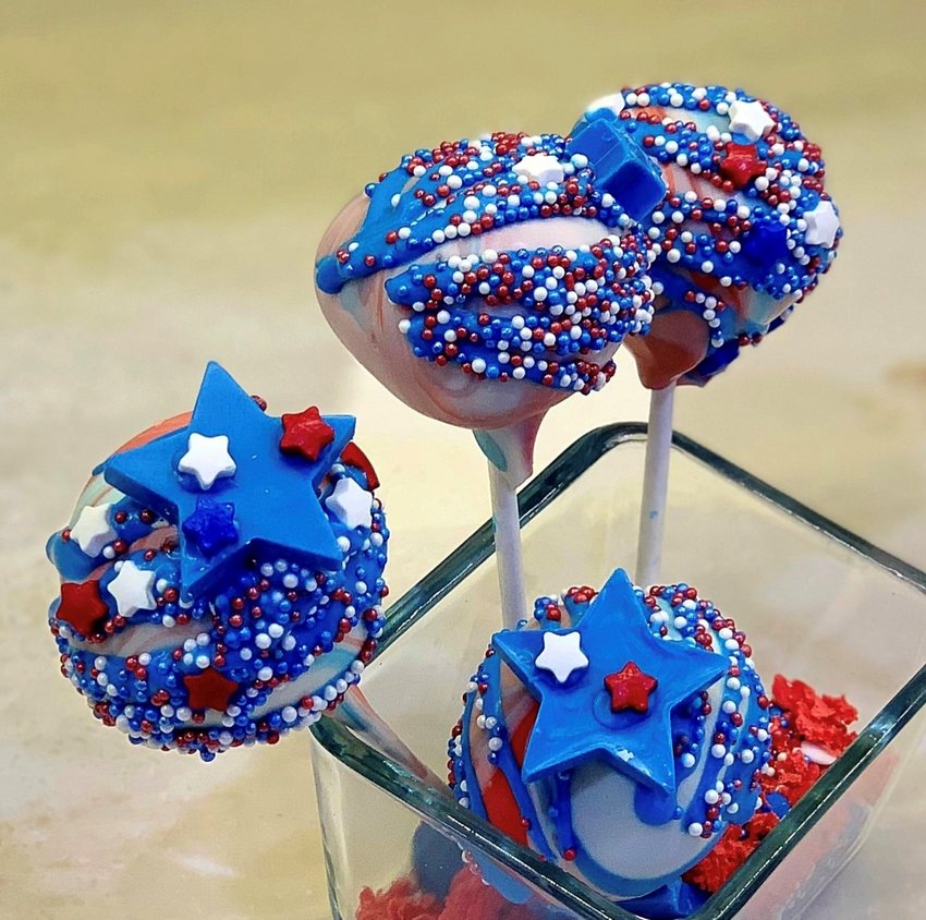 The completed Patriotic Cake Pops.